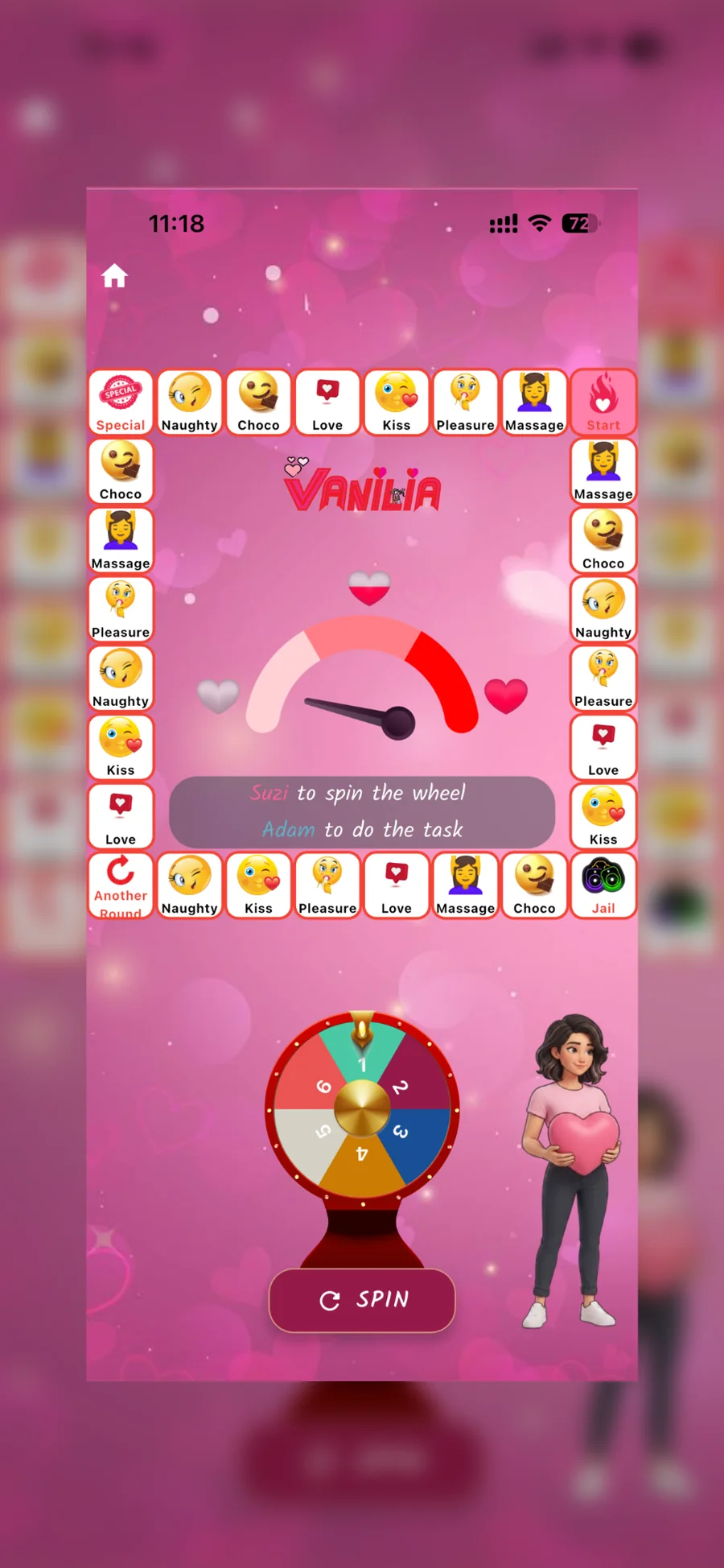 Wheel of Love game screen